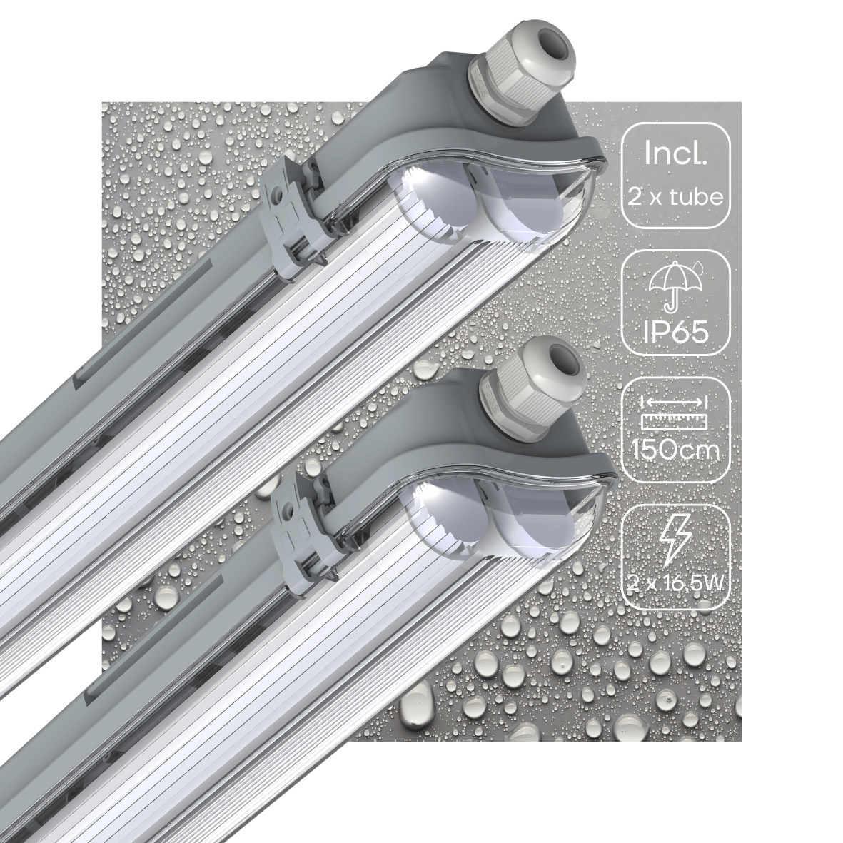 2 PACK - LED's Light Dubbele LED TL lamp 150 cm - compleet met LED buizen - Binnen en buiten - 6120 lm - 2x16.5W - 4000K