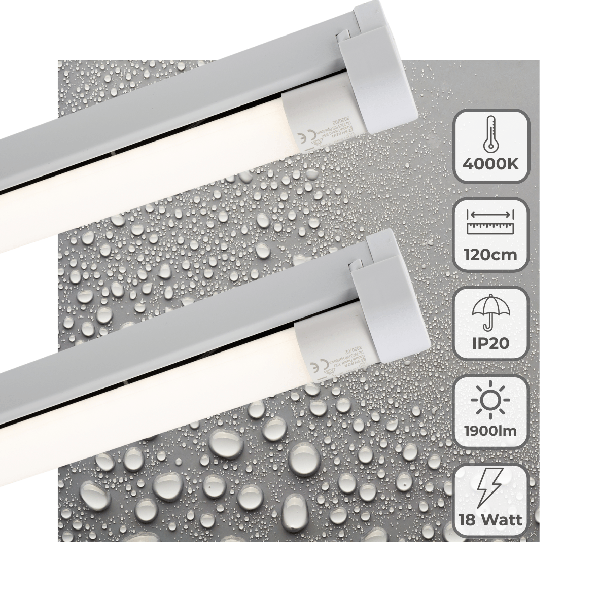 2 PACK - LED's Light LED licht balk 120 cm voor binnen - Armatuur inclusief LED TL buis - 1900 lm