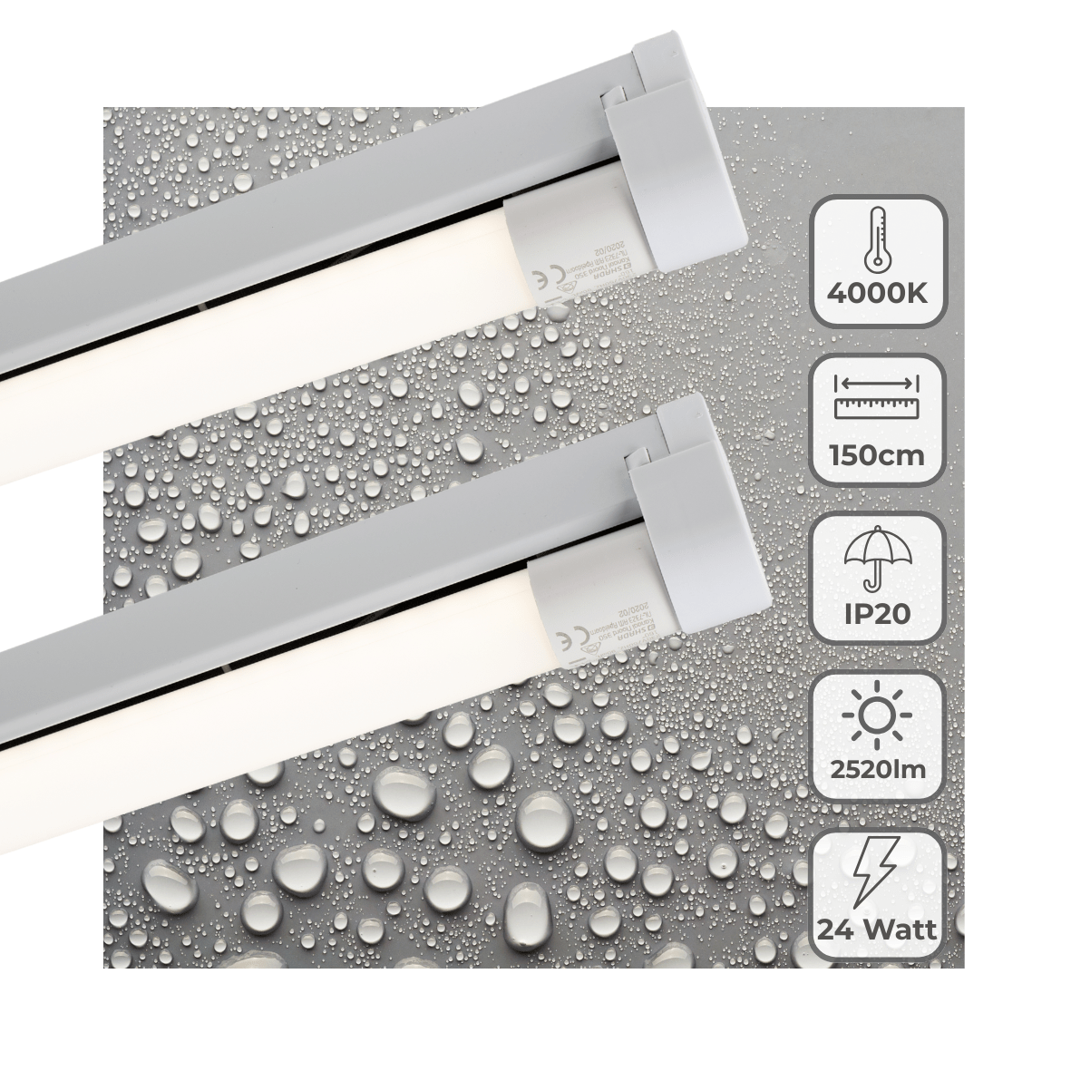 2 PACK - LED's Light LED licht balk 150 cm voor binnen - Armatuur inclusief LED TL buis - 2520 lm