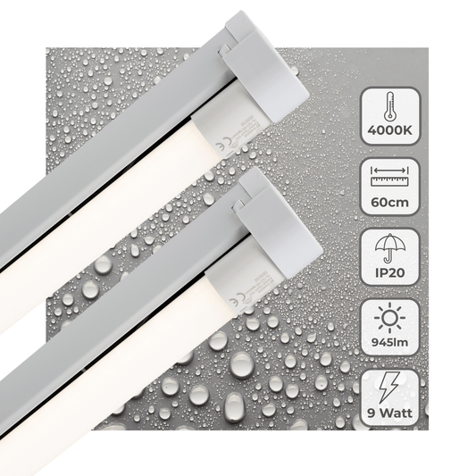 2 PACK - LED's Light LED licht balk 60 cm voor binnen - Armatuur inclusief LED TL buis - 1000 lm