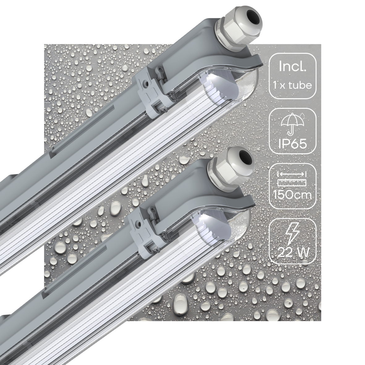 2 PACK - LED's Light LED TL armatuur 150 cm compleet met LED TL buis - 2880lm