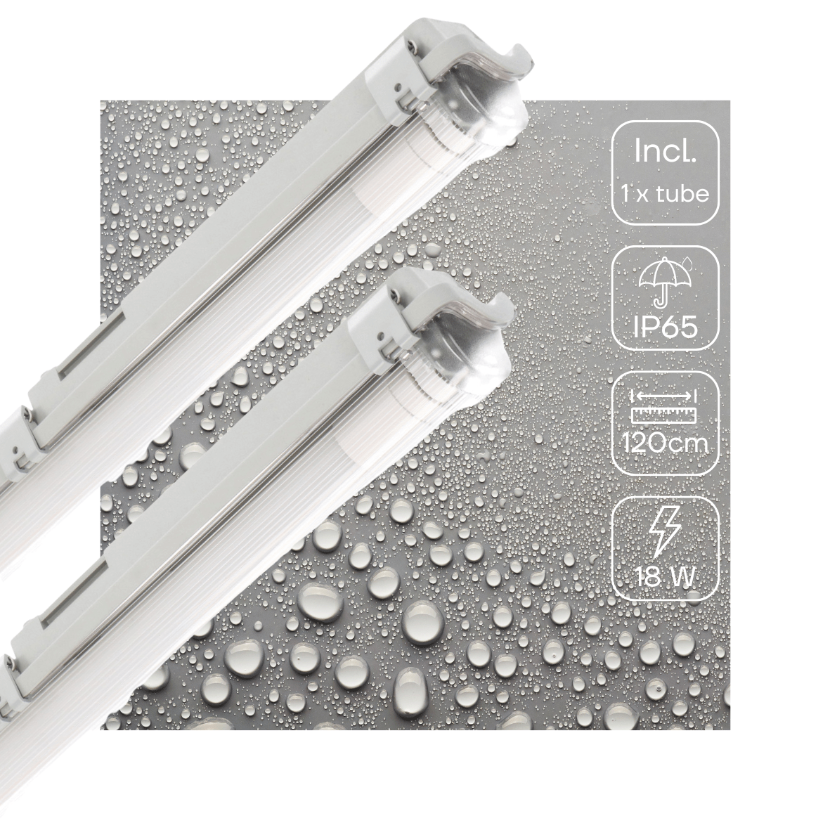 2 PACK - LED's Light Proventa TL Armatuur LED compleet 120 cm - Armatuur met LED Buis - Waterdicht - 2160lm