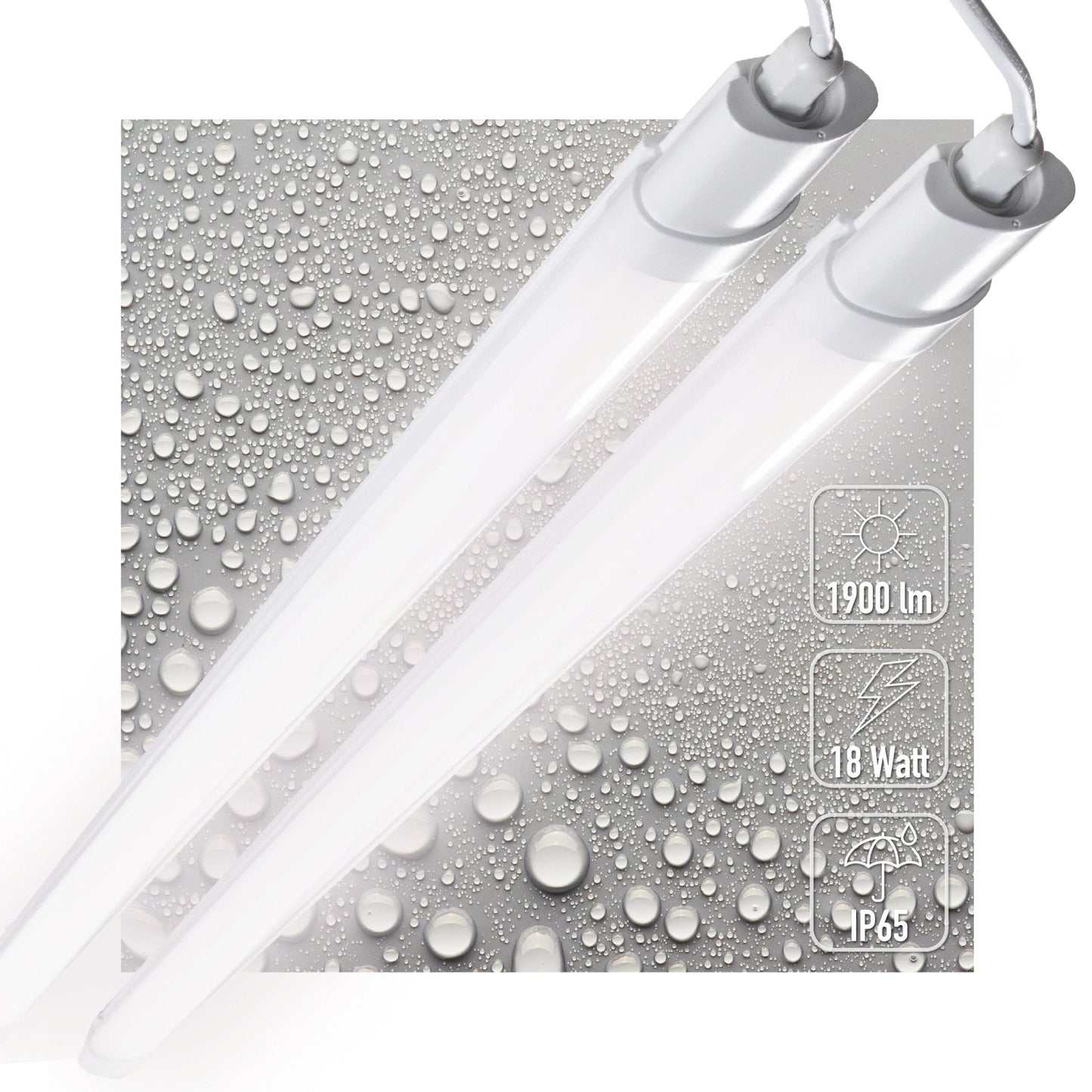 2 PACK - LED's Light TL Licht balk 120 cm - Geschikt voor alle binnen en vochtige ruimtes - 18W - IP65