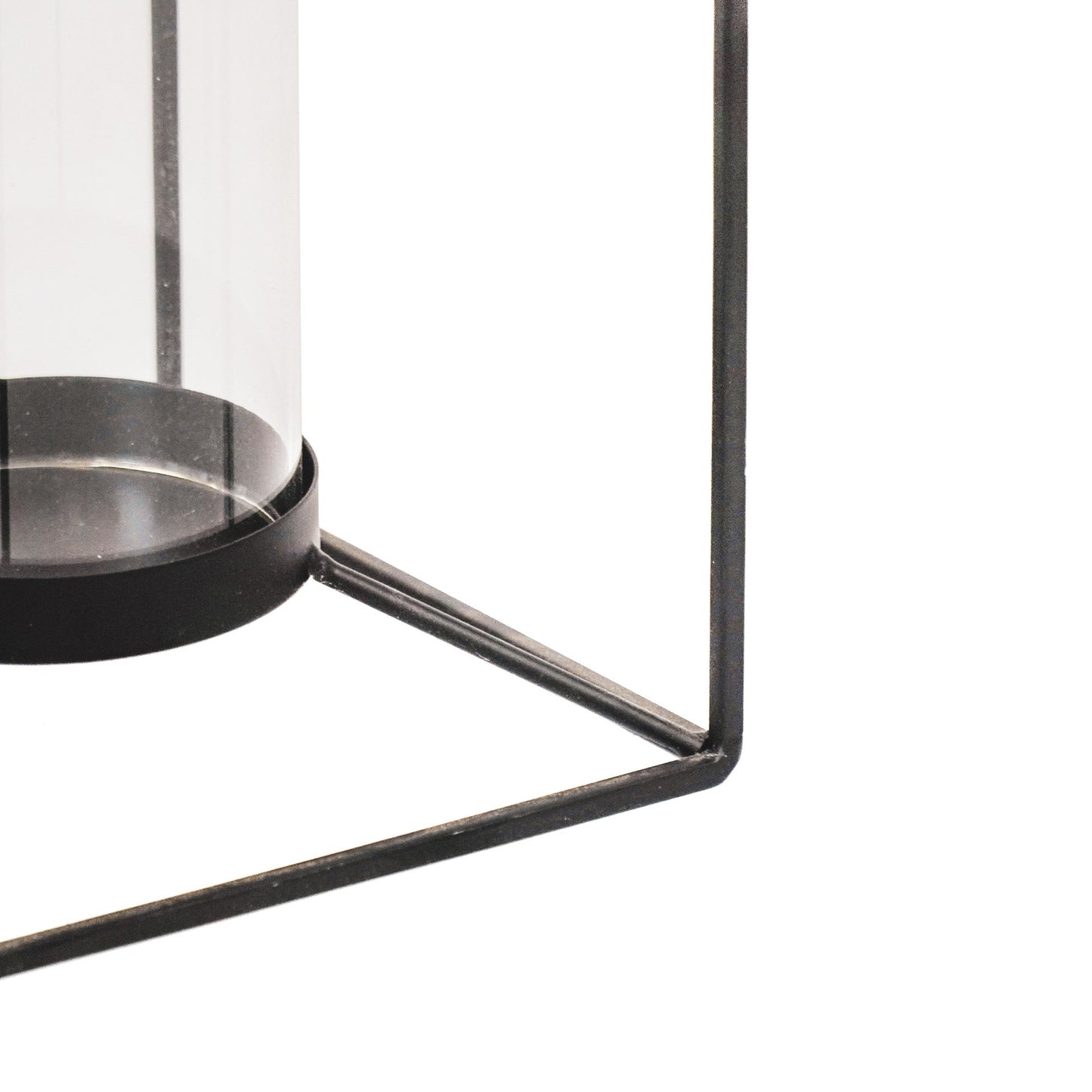 Windlicht - Metaal/Glas - Zwart - 14,5x14,5x25cm