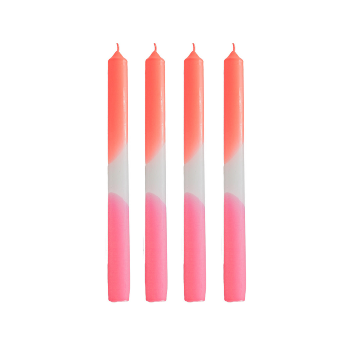 Kaarsen - Dipdye Dinerkaars - Neon Roze/Wit/Neon Rood - S4 - 2,1x25 cm