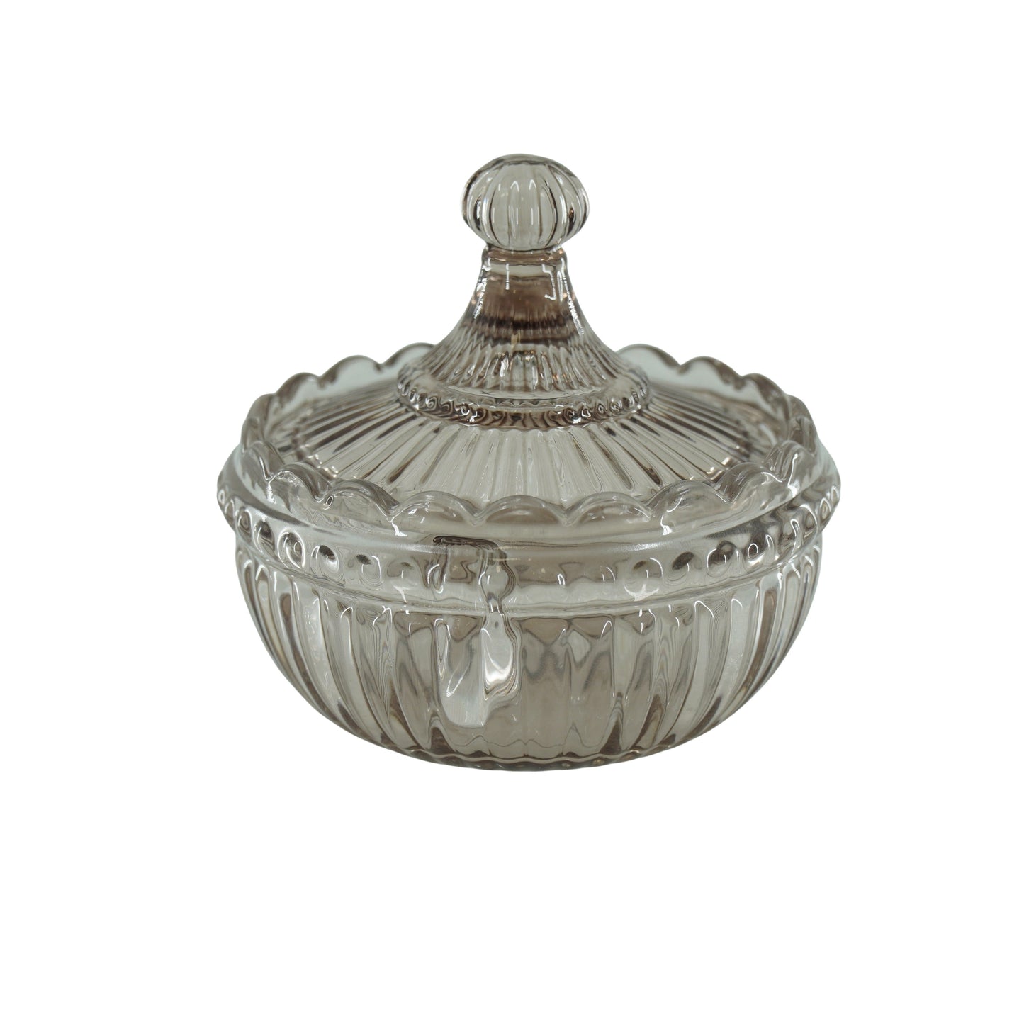 Sierpotje - Opbergpotje met deksel - Glas- Bruin - 9,5x9,5cm