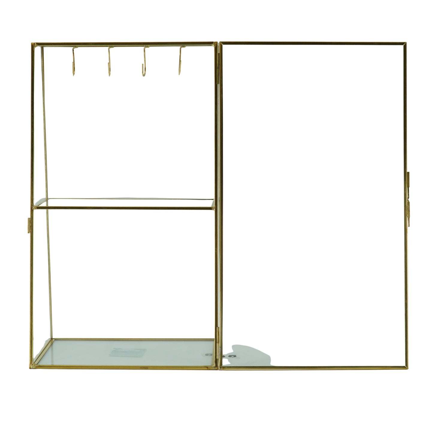 Sieradenhouder- Opbergkastje - Glas/ Metaal- Goud-18x11x31cm