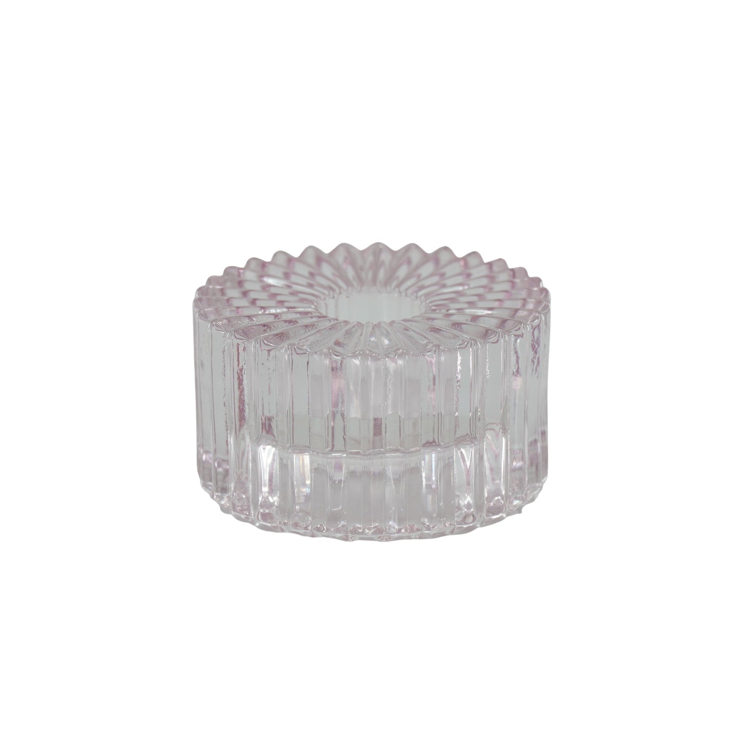Kaarshouder- Kandelaar en Waxinelichthouder- Glas- Roze -8x4 cm