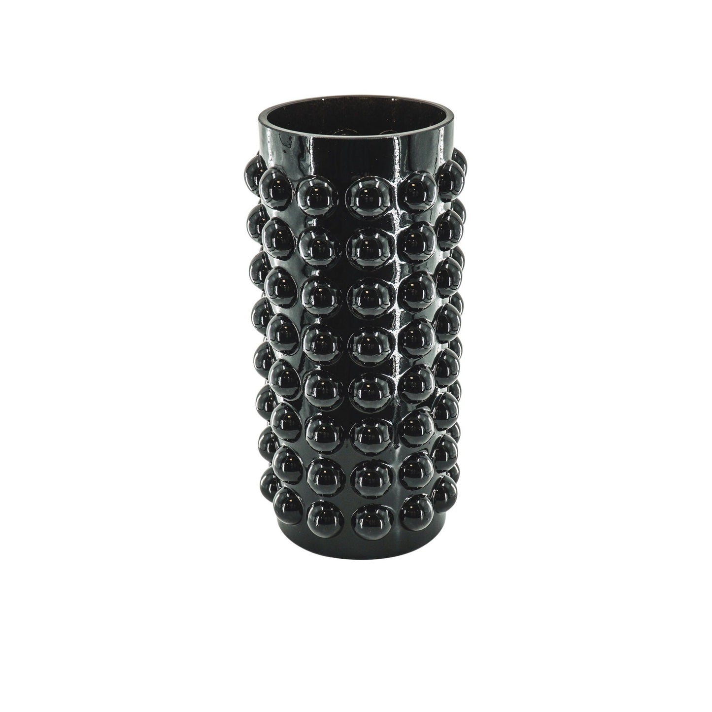 Vaas - Rond- Gespikkeld Glas- Zwart - 15x8x25cm