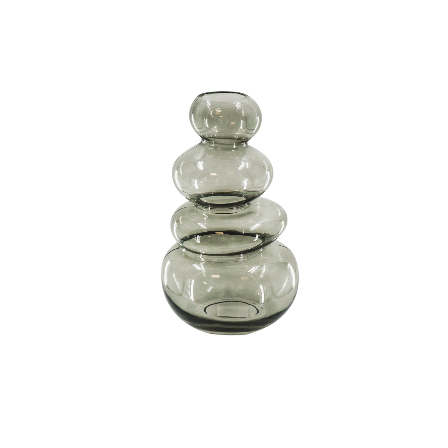 Vaas- Gestapelde Stenen - Glas- Grijs -16x14x27cm