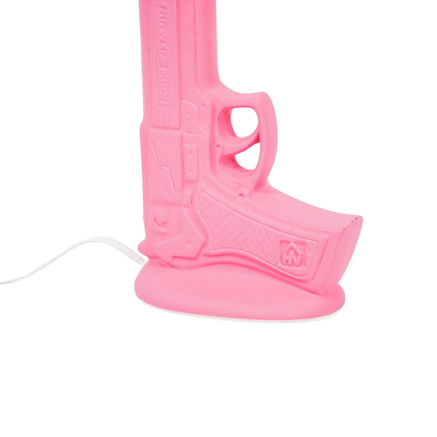 Tafellamp - Pistool - Keramiek - Neon Roze - 15x9x32cm