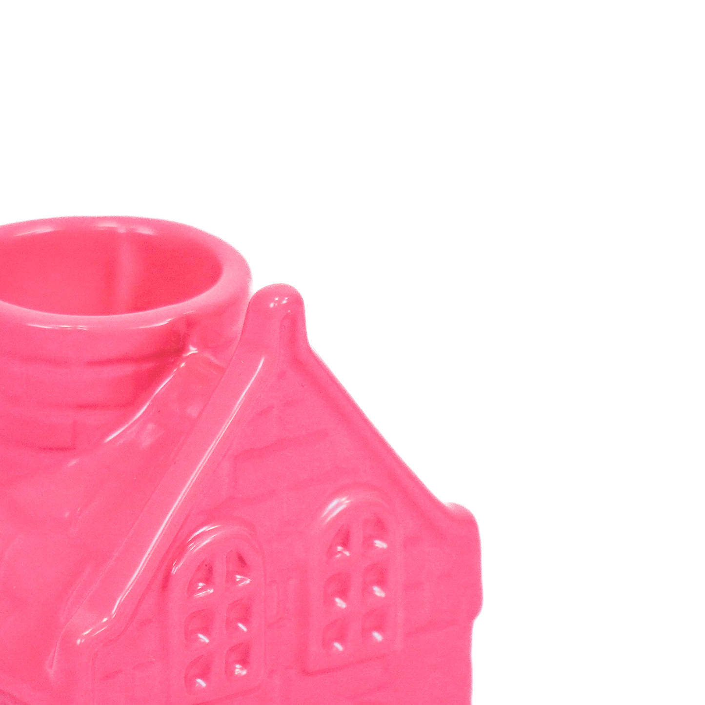 Kandelaar - Huis - Keramiek - Neon Roze - 6x5,5x11cm