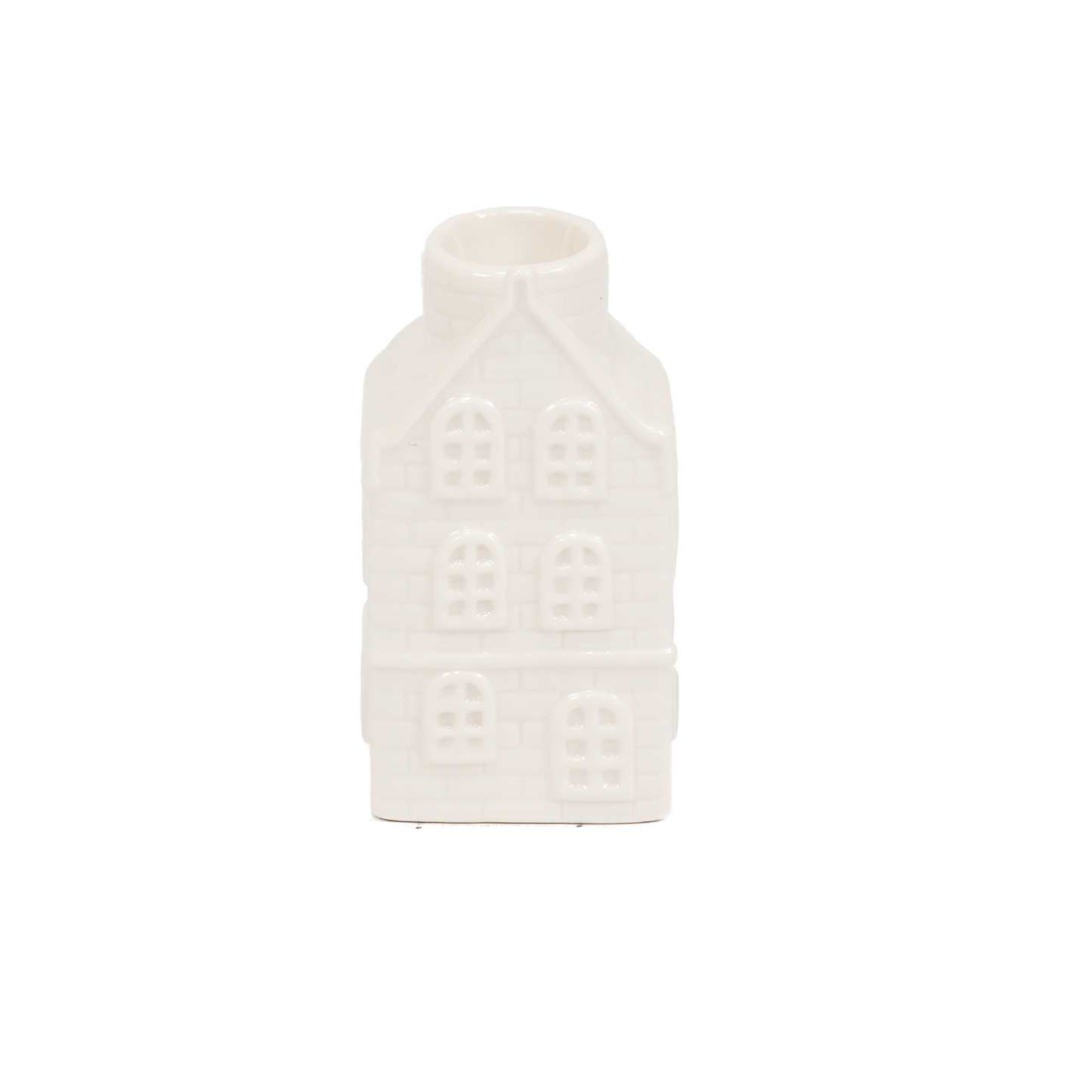 Kandelaar - Huis - Keramiek - Wit - 6x5,5x11cm