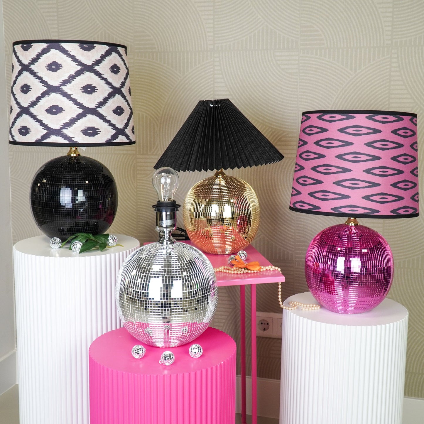 Tafel lamp - Disco Bol - Glas - Zilver - 20x20cm