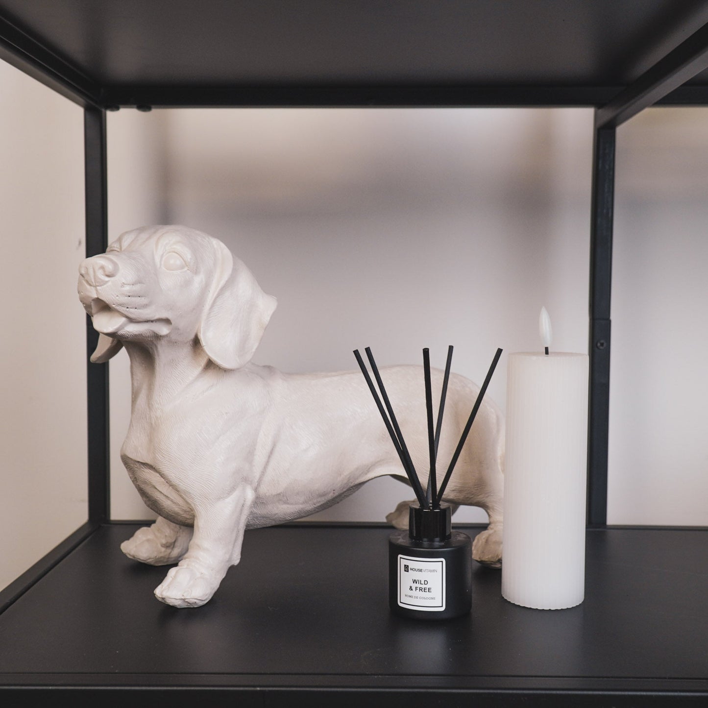 Ornament - Teckel Hond - Polyresin - Beige - 35x23x19cm