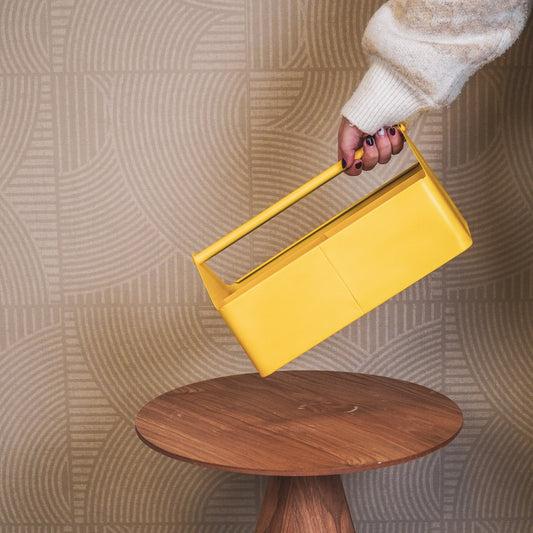 Metalen Bak met Vakken- Organizer - Metaal - Geel - 30x17x17cm