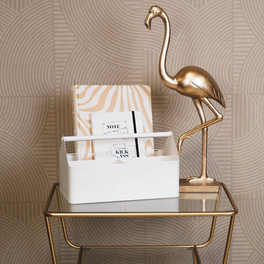 Metalen Bak met Vakken- Organizer - Metaal - White - 30x17x17cm