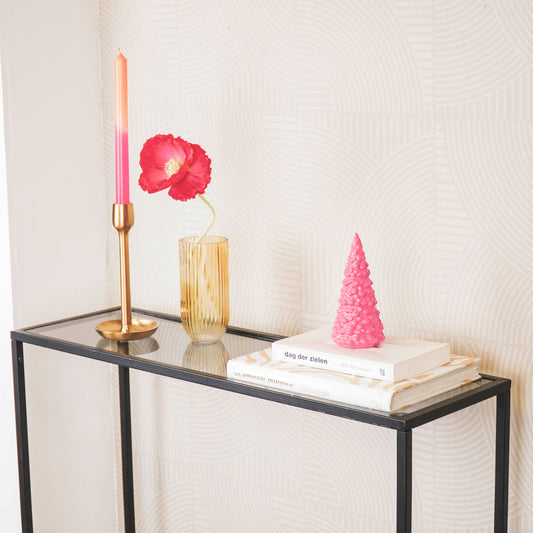 Ornament - Kerstboom - Keramiek - Neon Roze - 7x7x16cm