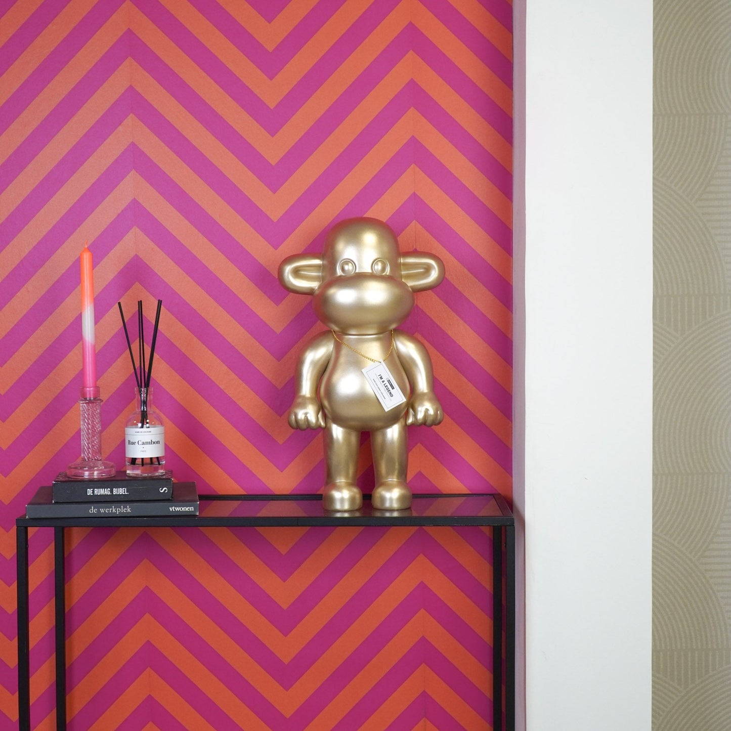 Ornament - Aap Beeld 'The Legend' - Polyresin - Goud - 33x21x50cm