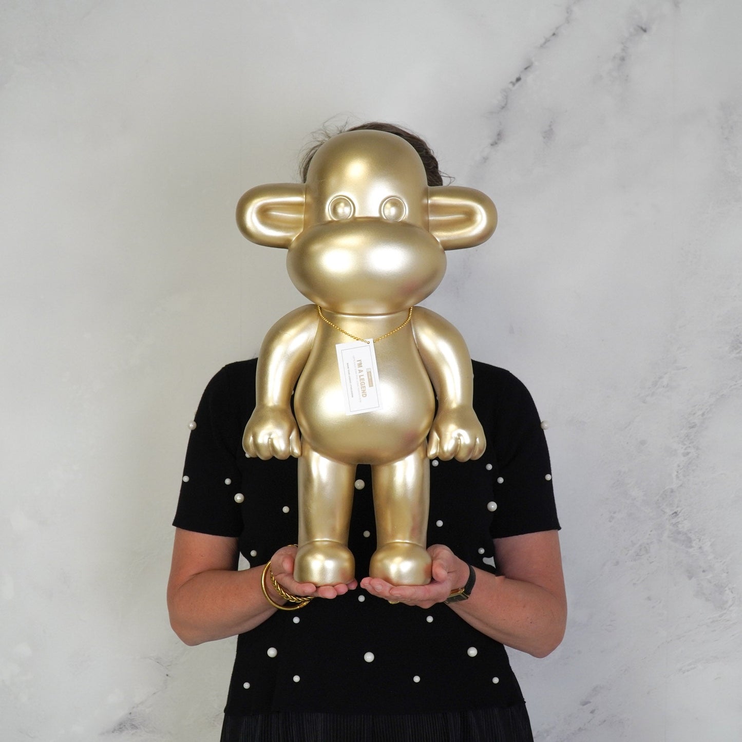 Ornament - Aap Beeld 'The Legend' - Polyresin - Goud - 33x21x50cm