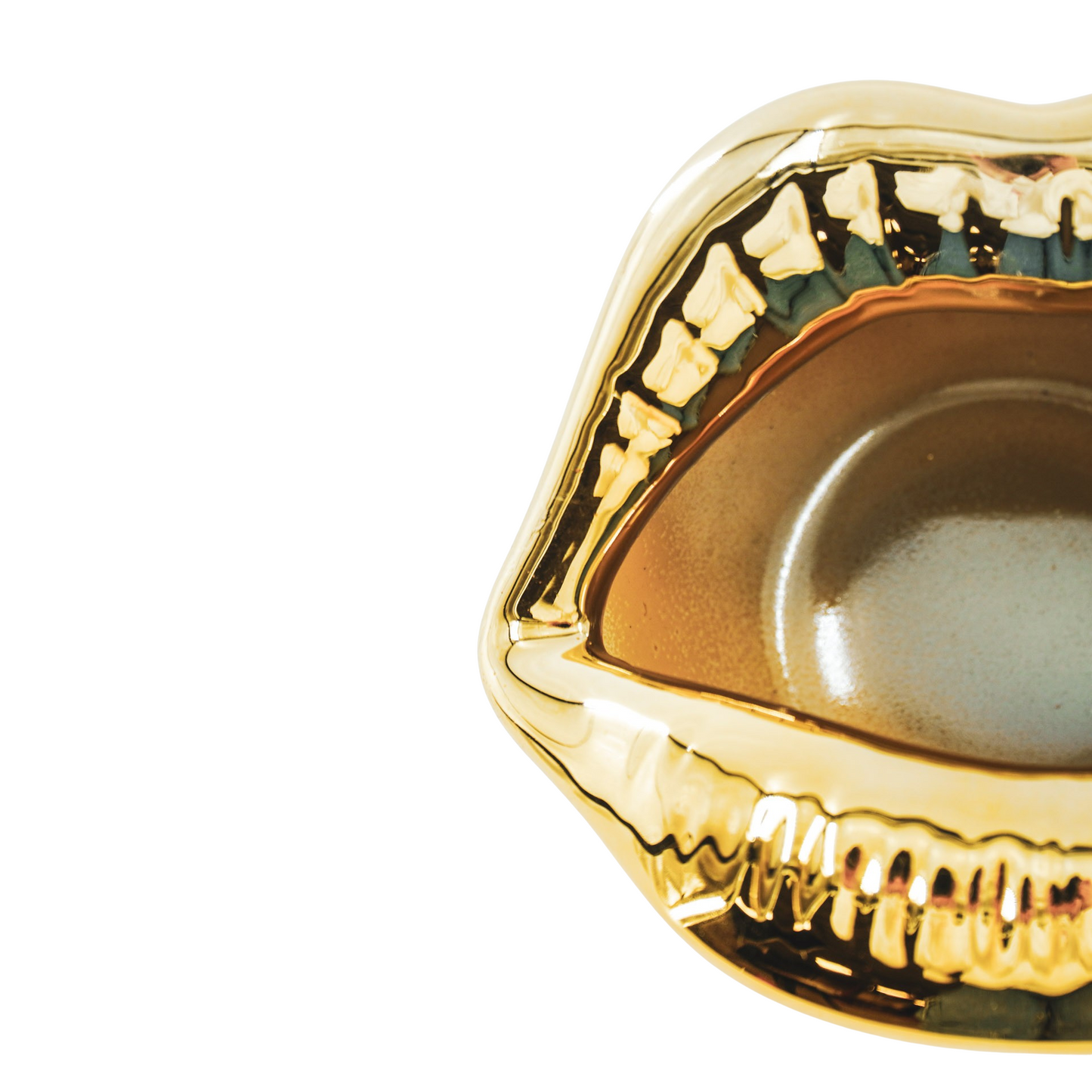 Pot - Lip - Porselein - Goud -12,5x11x7,5cm