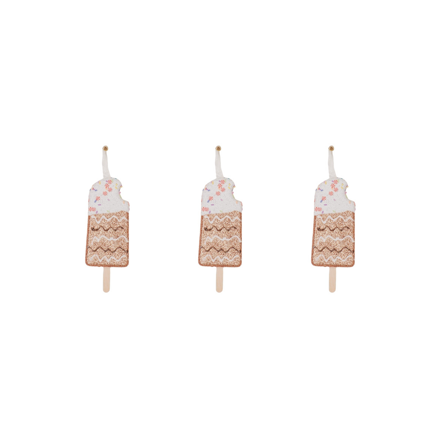 Kerst Hangers - 3 Ijsjes - Foam - Bruin met Spikkels -S3 -5x14cm