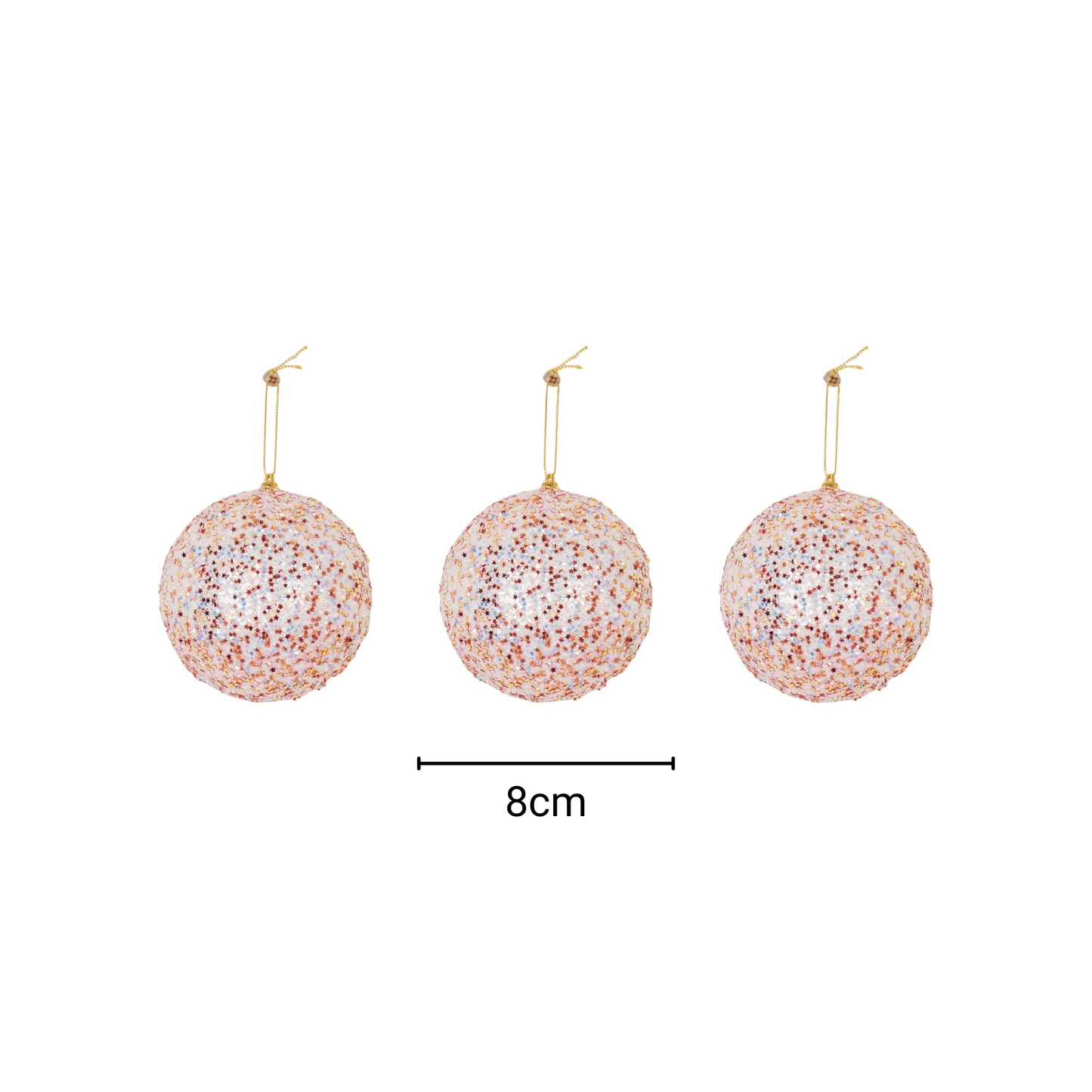 Kerst Hangers - Kerstballen - Foam -Roze Glitters - S3- 8 cm