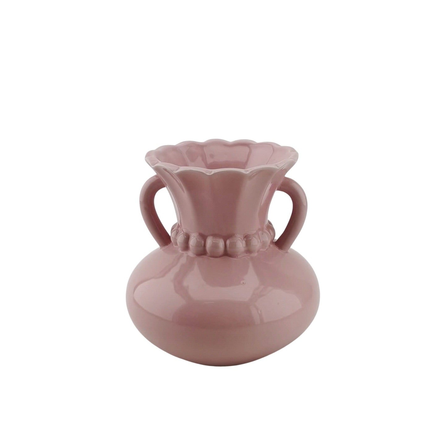 Vaas- Kruik Vaas met Parelhals- Dolomiet - Licht Roze- 14x14x15cm