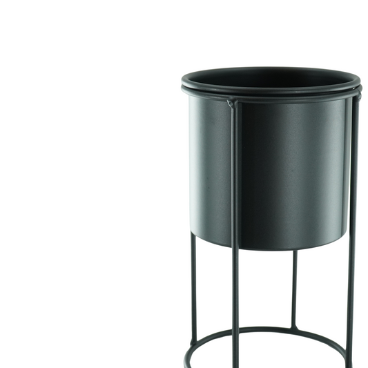 Planten Pot - Metaal - Zwart - 11x11x19cm