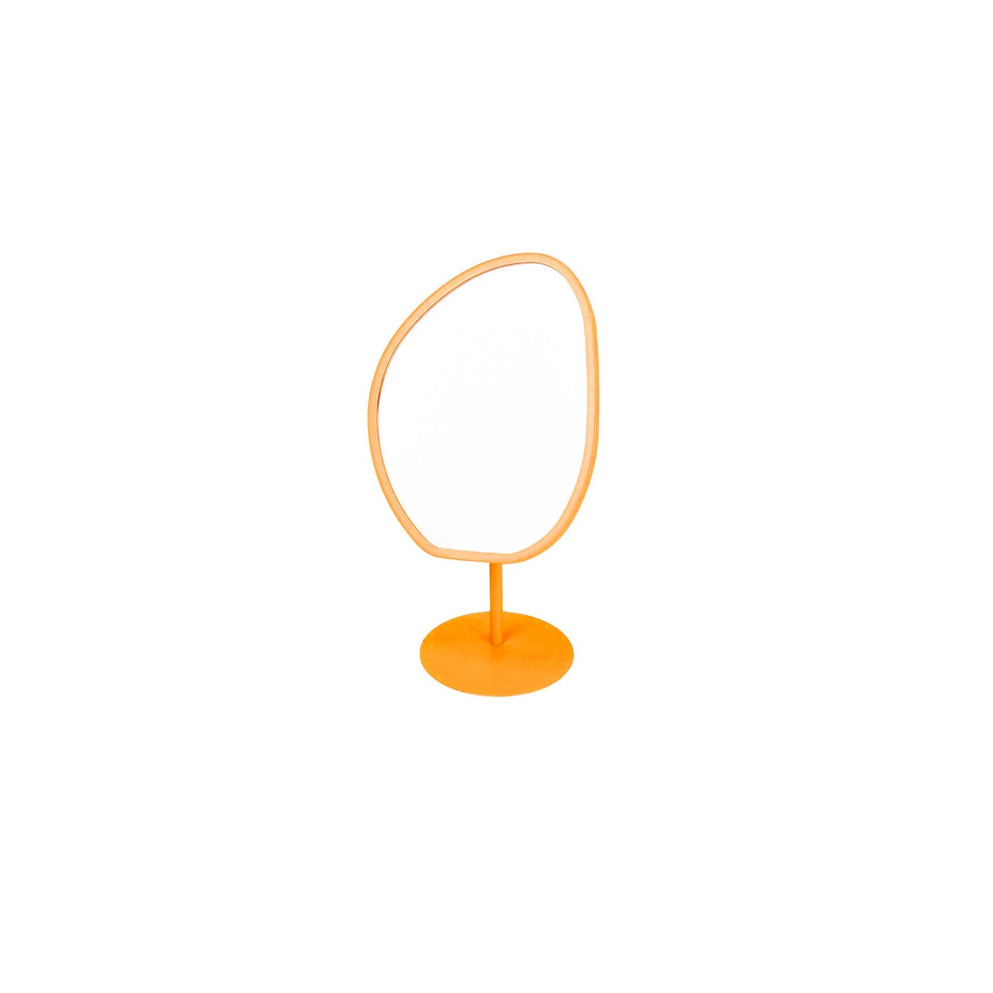 Spiegel - Make up Spiegel- Organisch Rond - Metaal - Oranje - 16,5x12x31,5cm