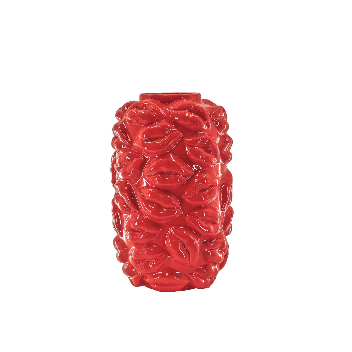 Vaas - Bloemenvaas Lippen - Keramiek - Rood - 17x17x27cm