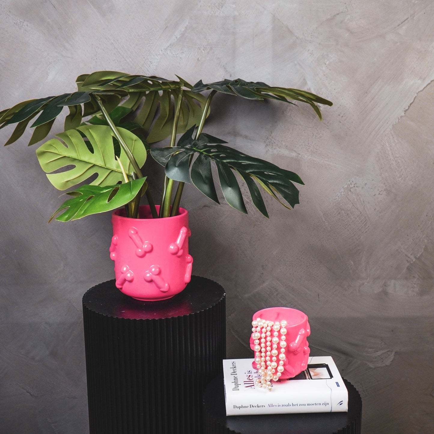 Pot - Planten Pot Lippen - Keramiek - Neon Roze - 11x11x11,5cm
