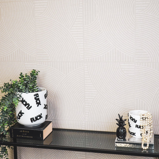 Pot - Planten Pot 'FUCK' - Keramiek - Zwart/Wit  -  17,5x17,5x17,5cm