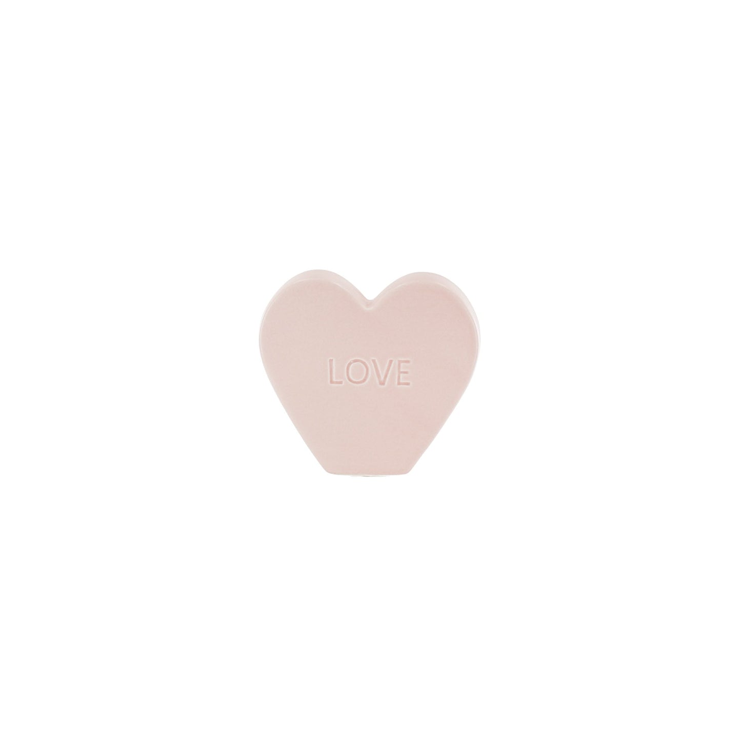 Ornament- Snoephart Beeldje 'HAPPY'- Keramiek- Licht Roze- 13x4x11,5cm