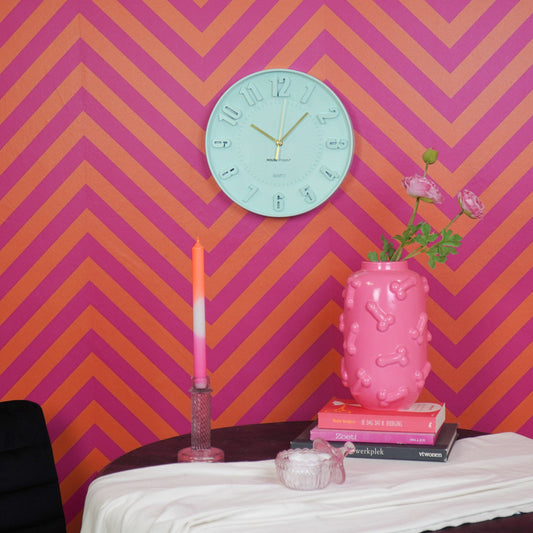 Klok- Wandklok Cijfers- Mint Groen- 30x30x4cm