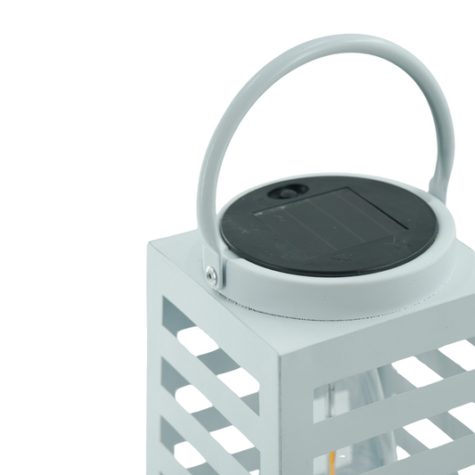 Lamp- Lantaarn/Windlicht - Solar - Metaal - Wit - 14x14x32,5cm