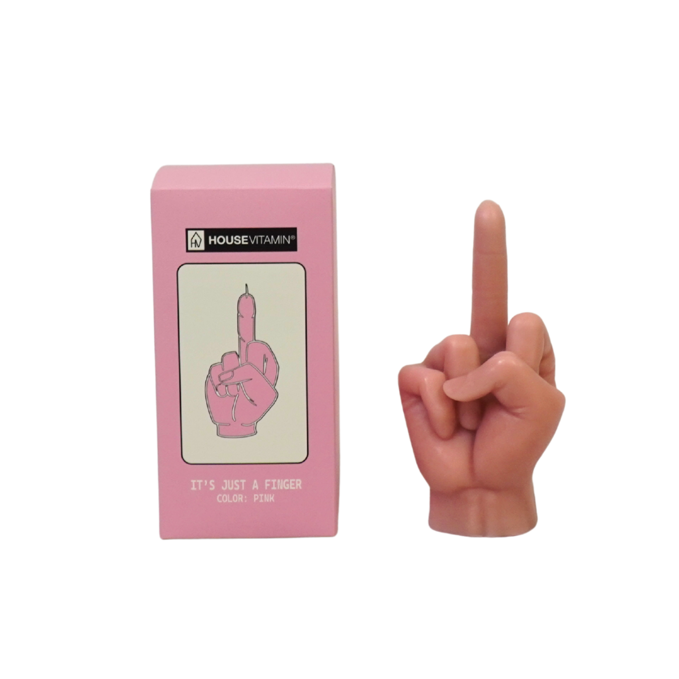 Kaars - Middelvinger - Wax - Roze - 310 gram - 10x9x17cm