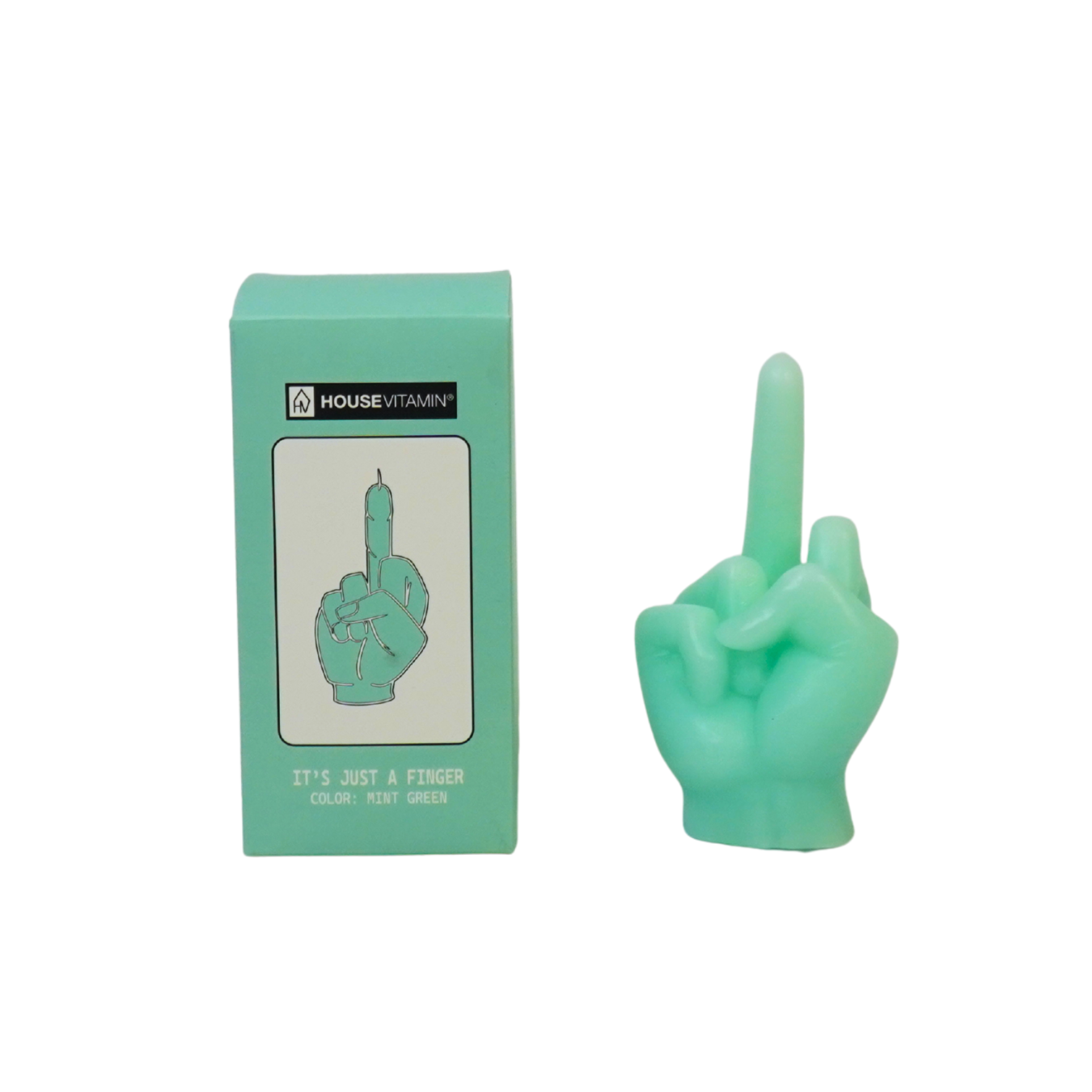 Kaars - Middelvinger - Wax - Mint - 310 gram - 10x9x17cm