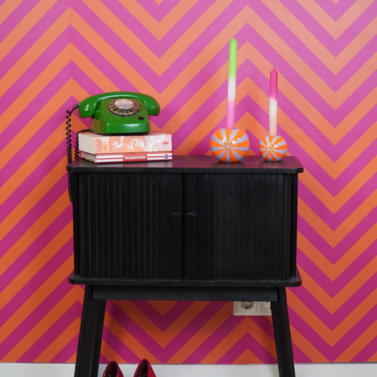 Kaarshouder - Kandelaar Swirl - Dolomiet - Oranje/Lila - 10x10x10cm