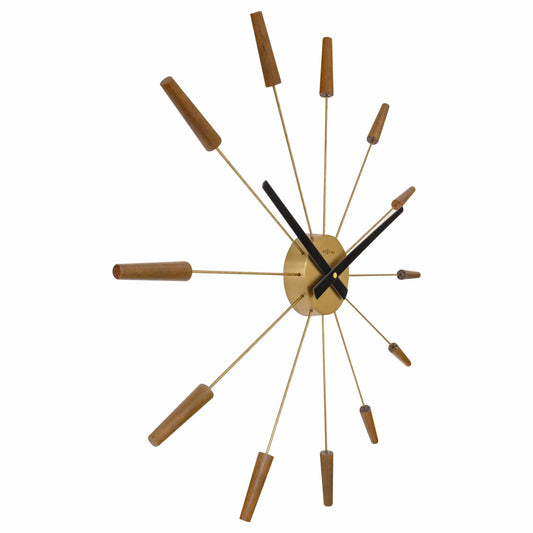 Large Wall clock 58cm - Silent - Wood/Stainless Steel - "Plug-Inn"