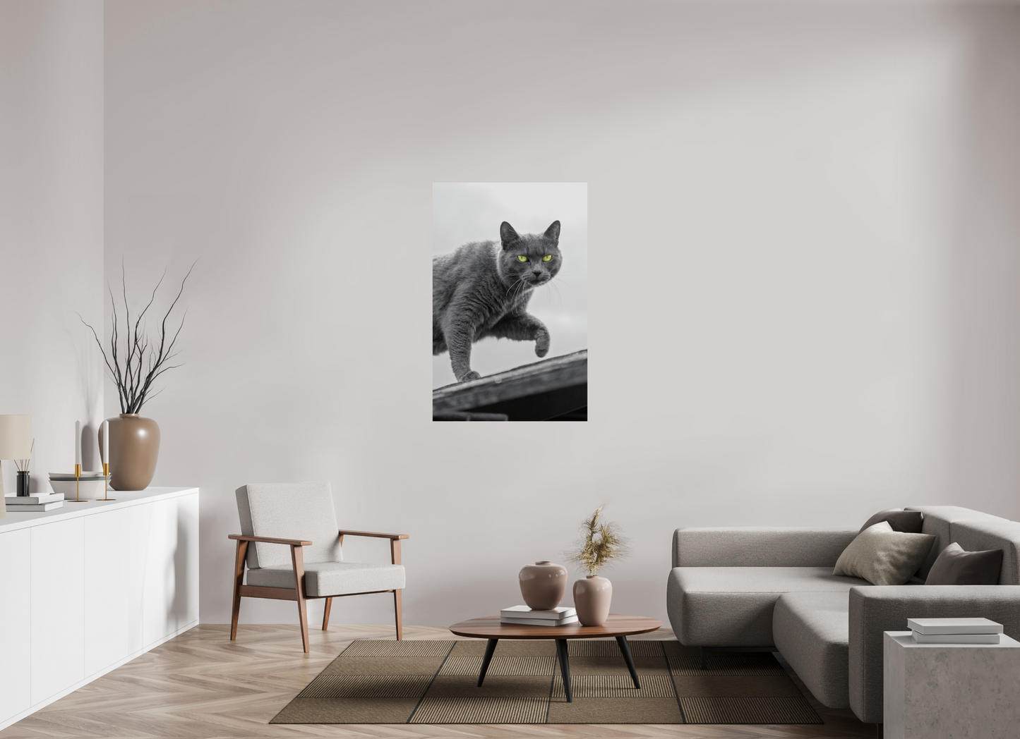 Grijze Kat Print | Kleurenspat Wanddecoratie Foto (Print On Fuji Crystal DP II)