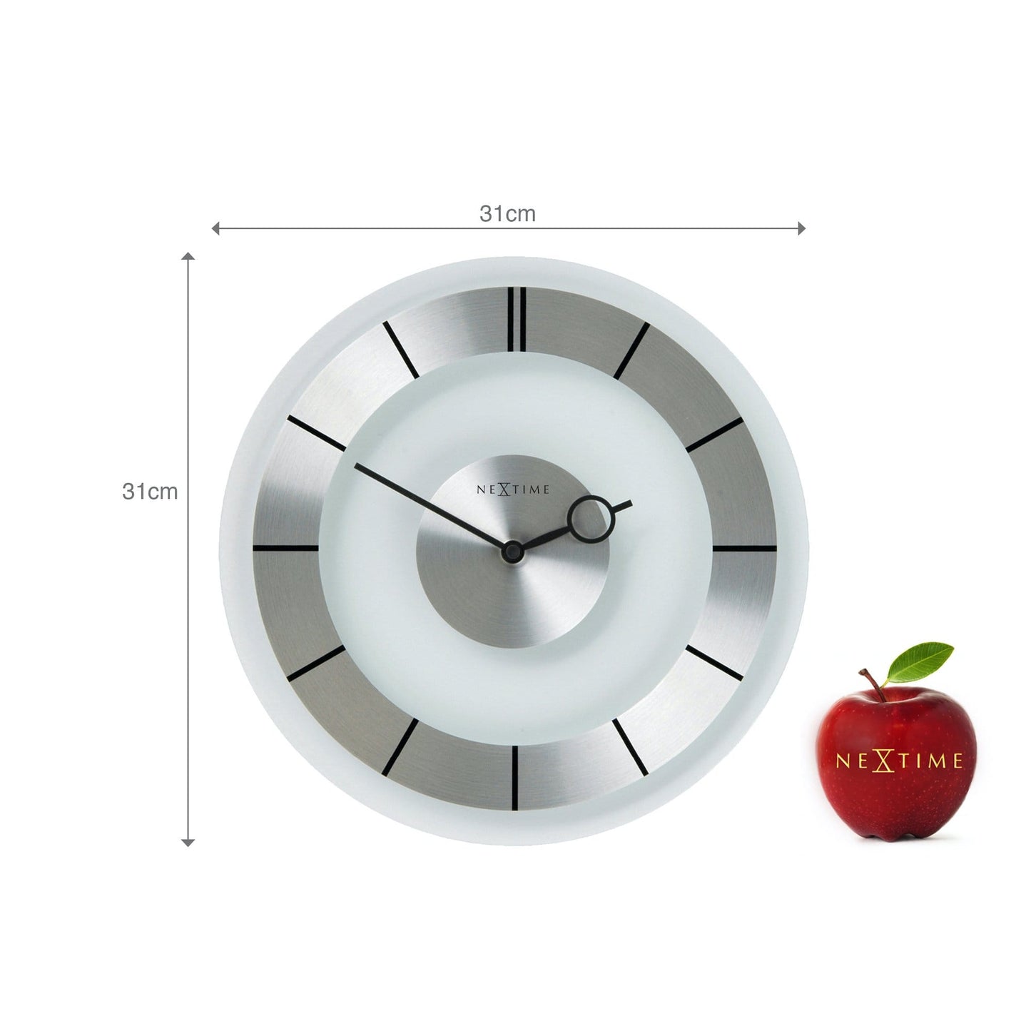 Wall clock - 31 cm - Metal - Glass - 'Retro'