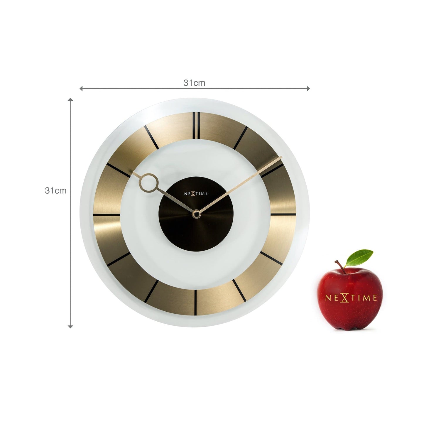 Wall clock - 31 cm - Glass - 'Retro'