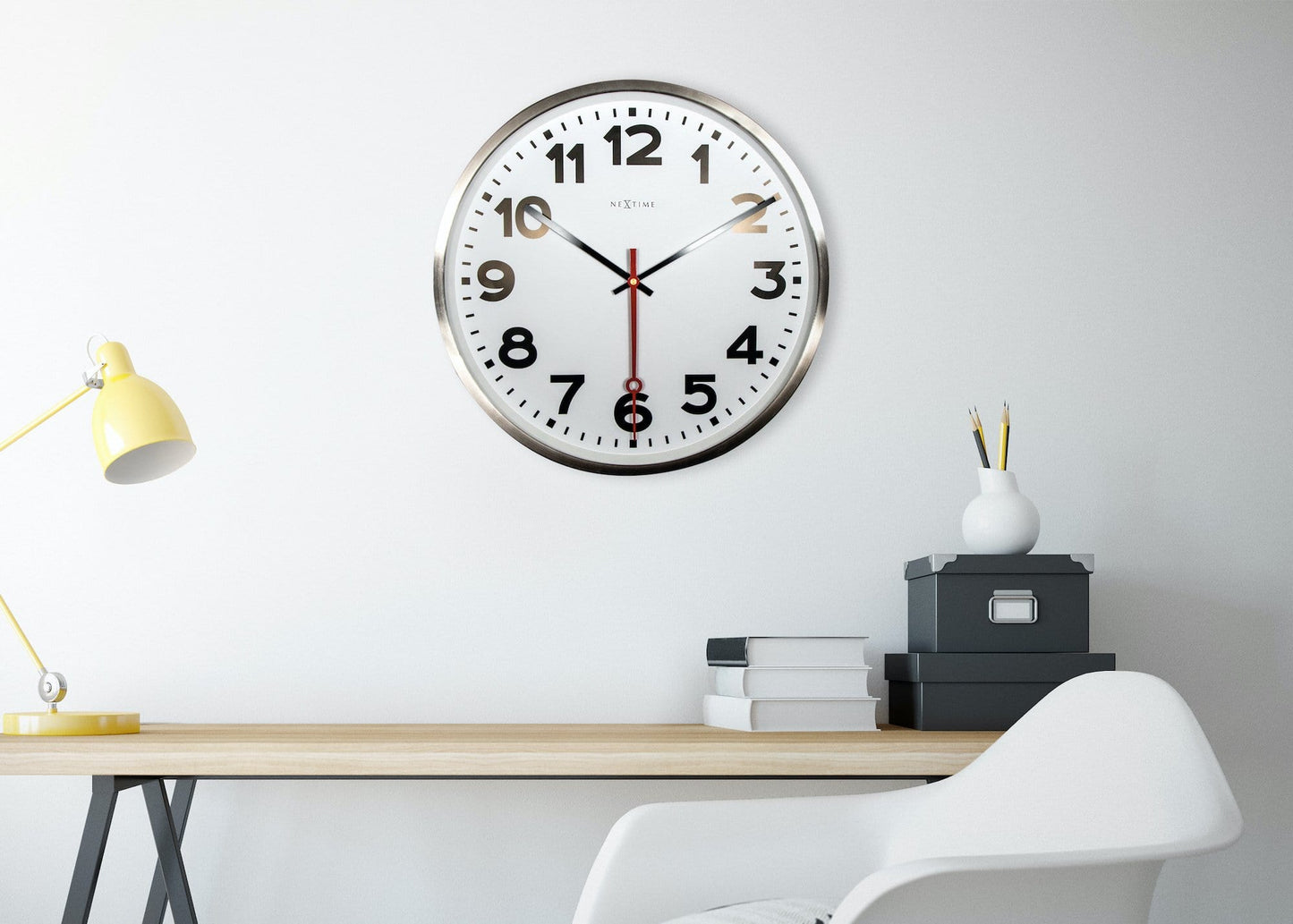 Wall clock- 55 cm - Aluminium - 'Super Station Numbers'