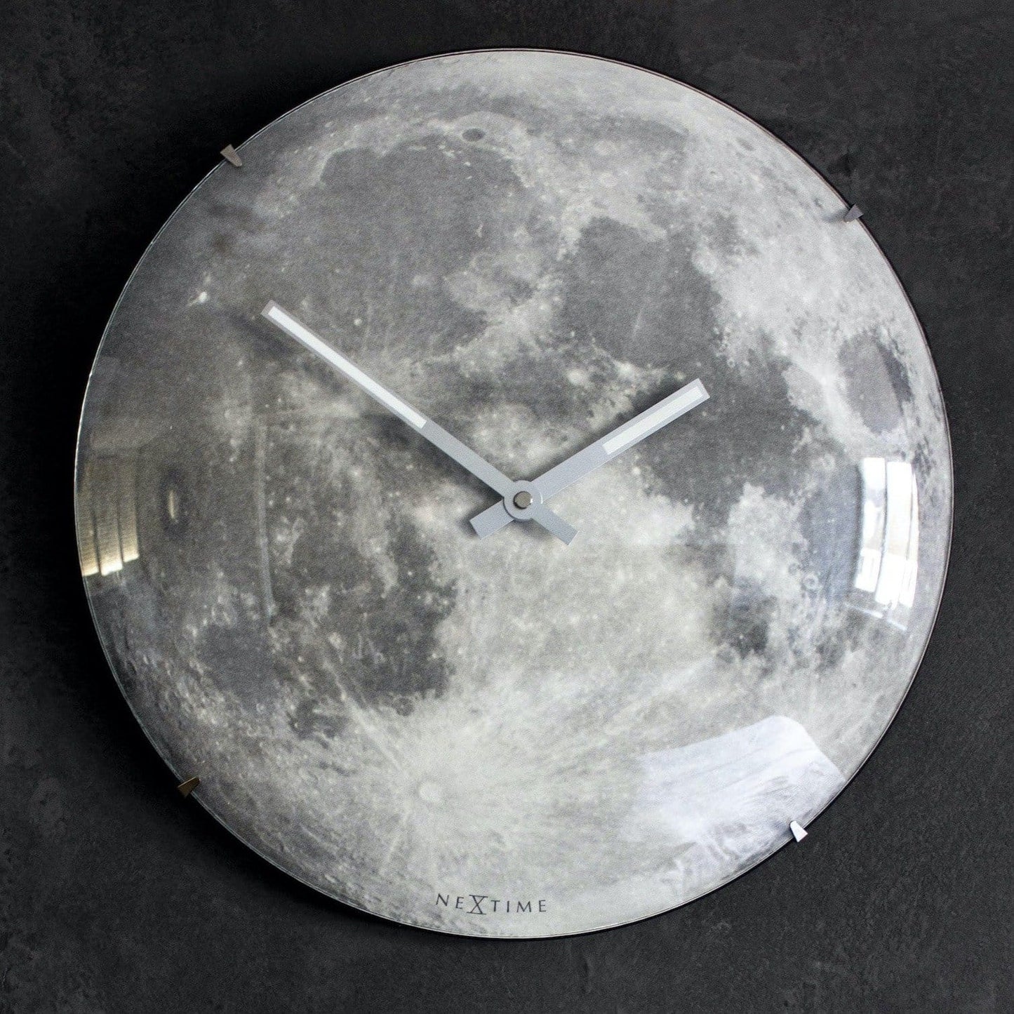 Wall clock - 35 cm - Dome Glass - Glow-in-the-dark- 'Blue Moon dome'