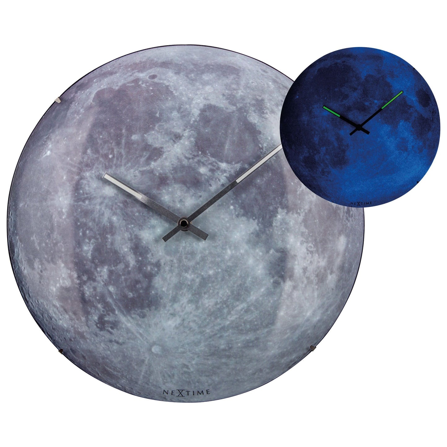 Wall clock - 35 cm - Dome Glass - Glow-in-the-dark- 'Blue Moon dome'