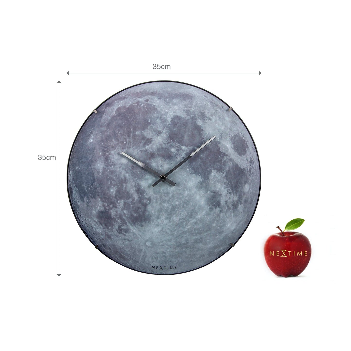 Wall clock - 35 cm - Dome Glass - Glow-in-the-dark- 'Blue Moon dome'