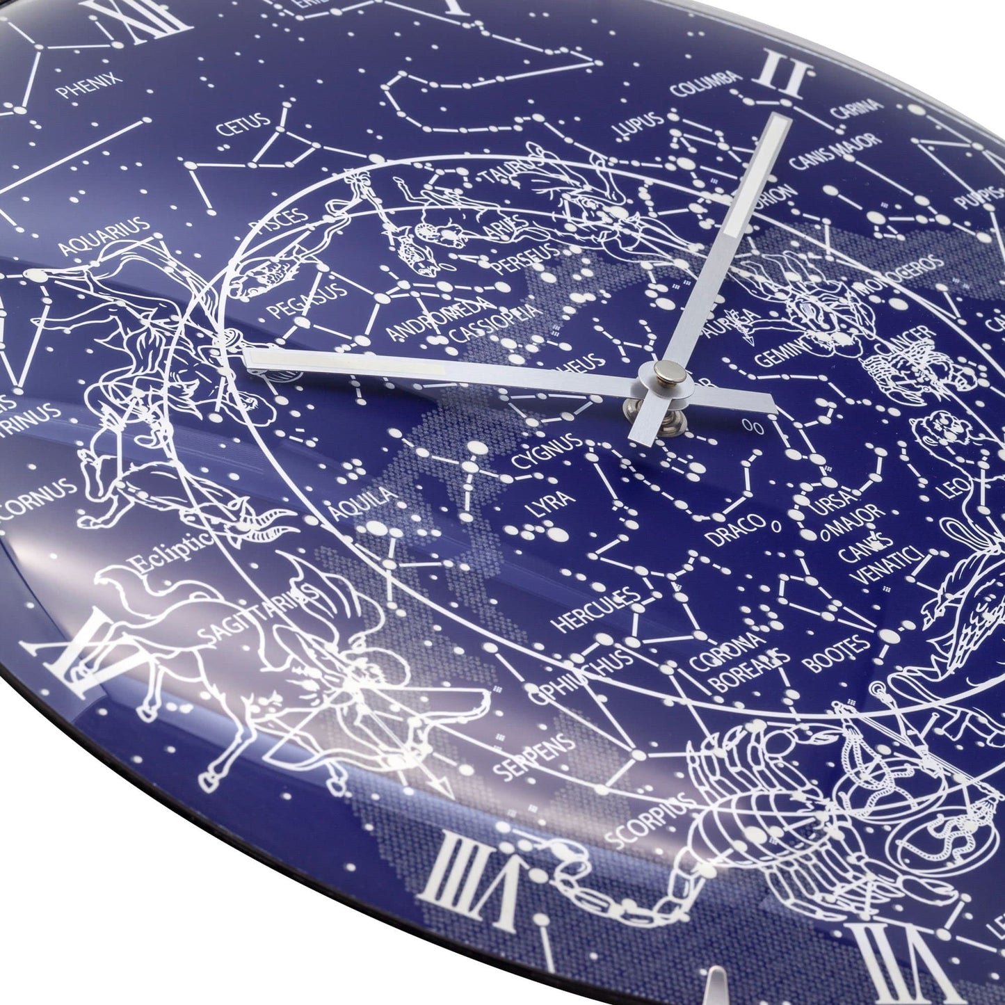 Wall clock - 35 cm - Dome Glass - Glow-in-the-dark- 'Milky Way dome'