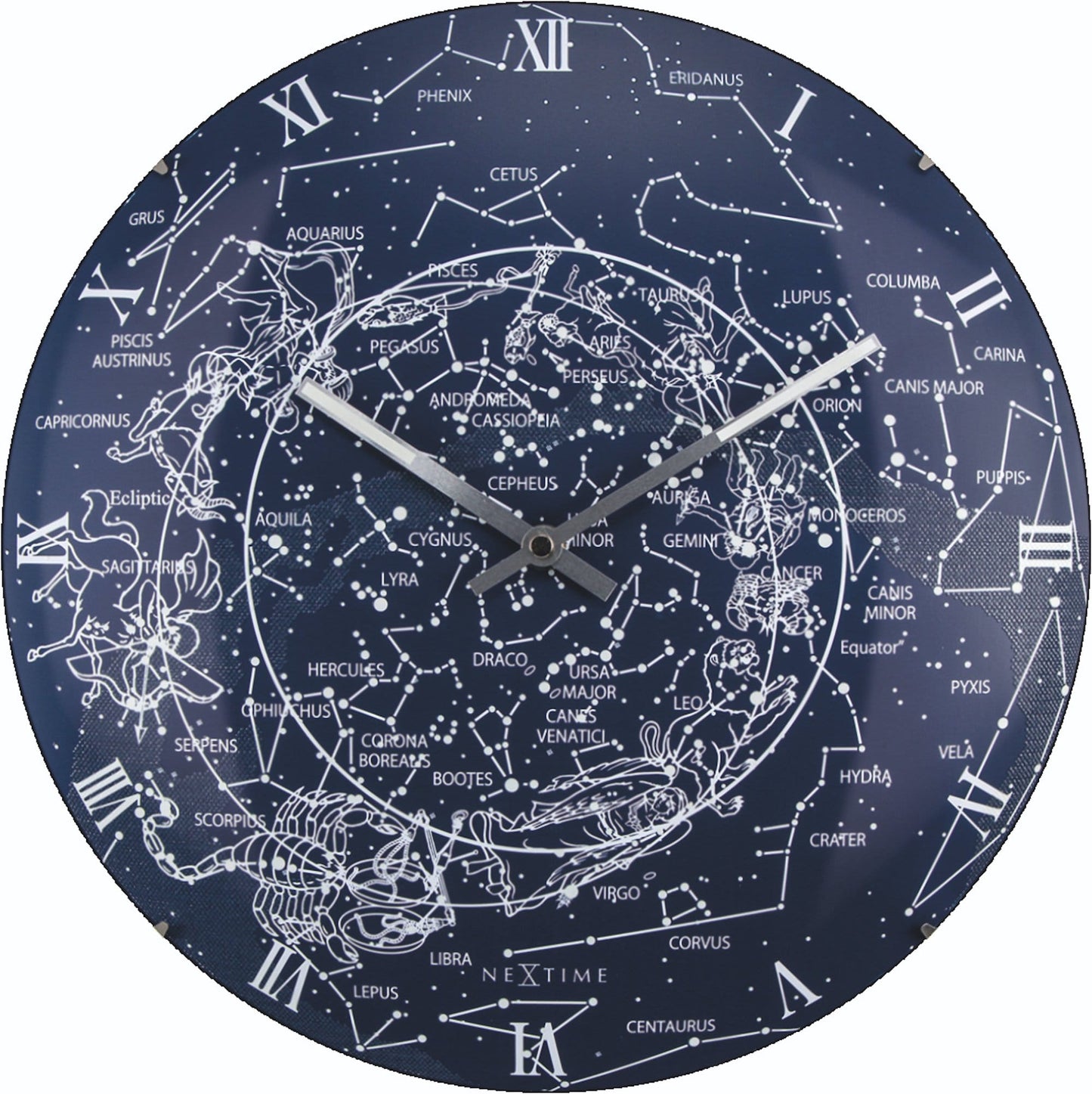 Wall clock - 35 cm - Dome Glass - Glow-in-the-dark- 'Milky Way dome'
