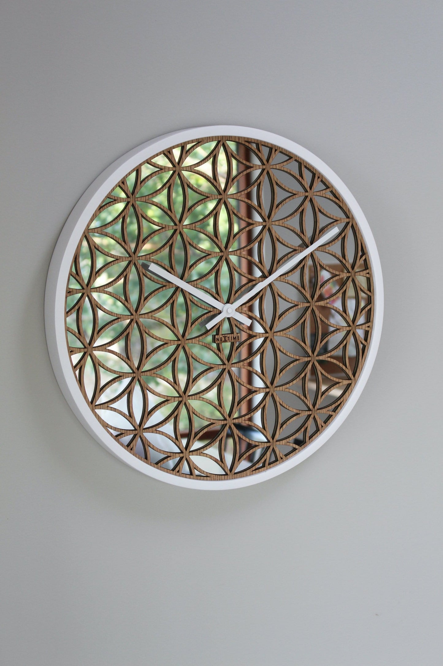 Wall clock - 50 cm - Wood/Mirror - 'Bella Mirror'